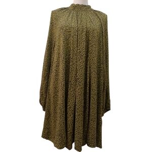 H&M Green Animal Print Long Sleeve Mock Neck Tunic Dress Size 4